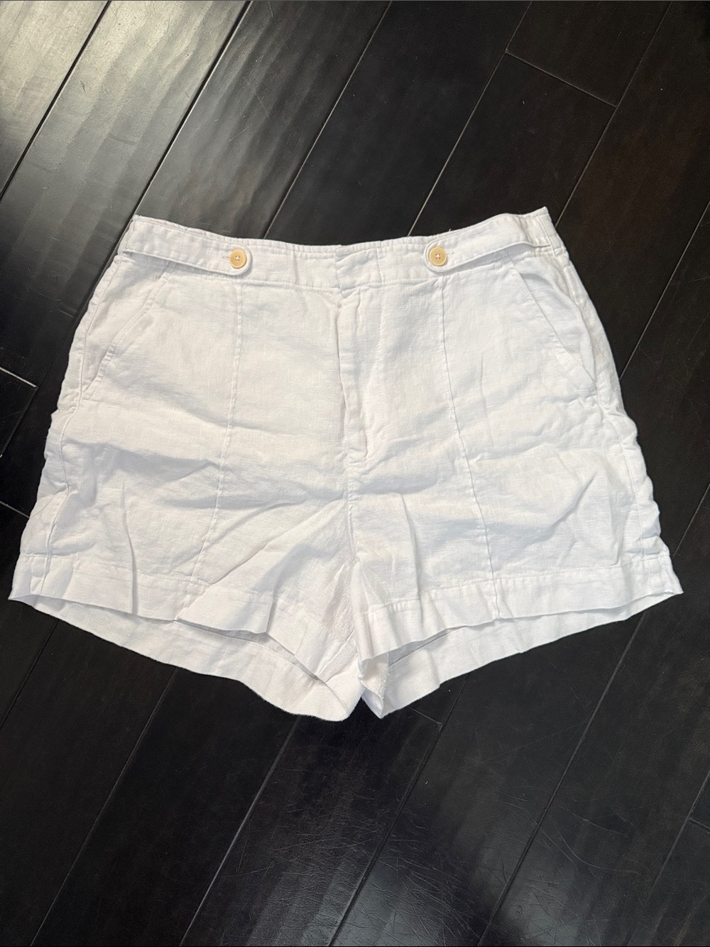 Madewell White High-Rise Linen-Blend Shorts